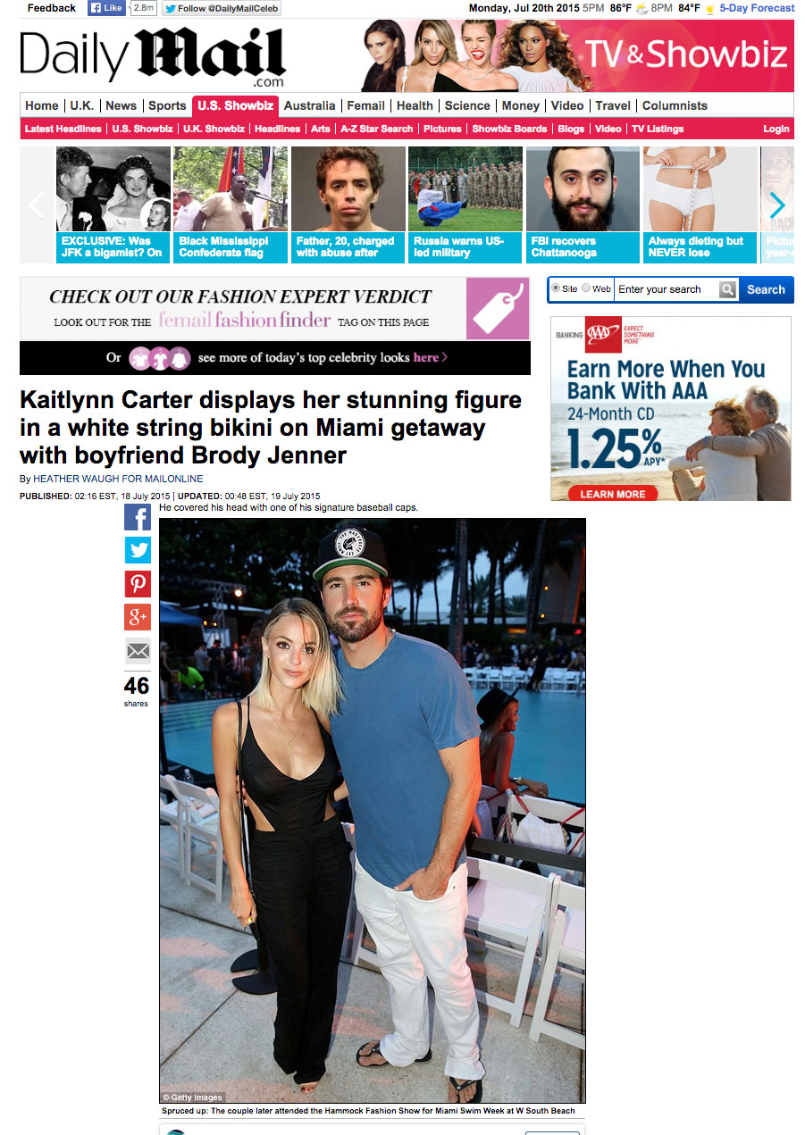 Brody Jenner Kaitlynn Carter Daily Mail Miami